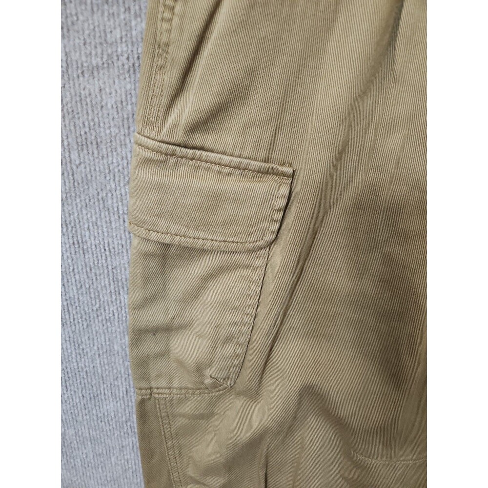 Old Navy Twill Barrel Cargo Pants Womens L Teakwood Brown Pleated Jogger NEW - Picture 6 of 12